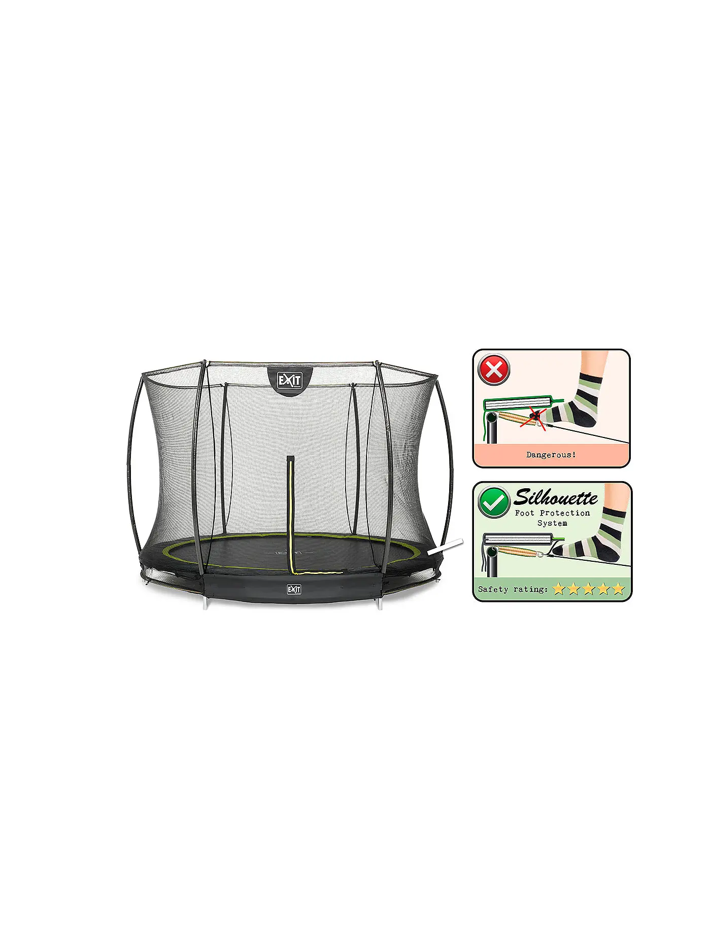 EXIT TOYS | Silhouette Bodentrampolin 244cm mit Sicherheitsnetz | 